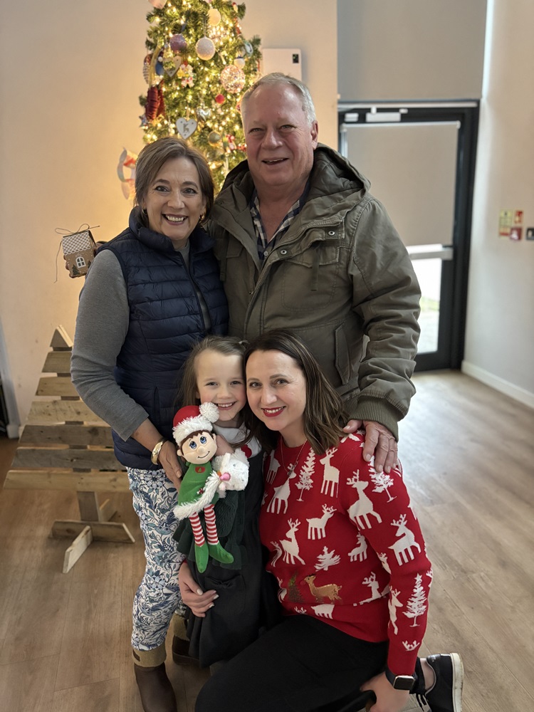 Megan with her mum and grandparents all the way from South Africa