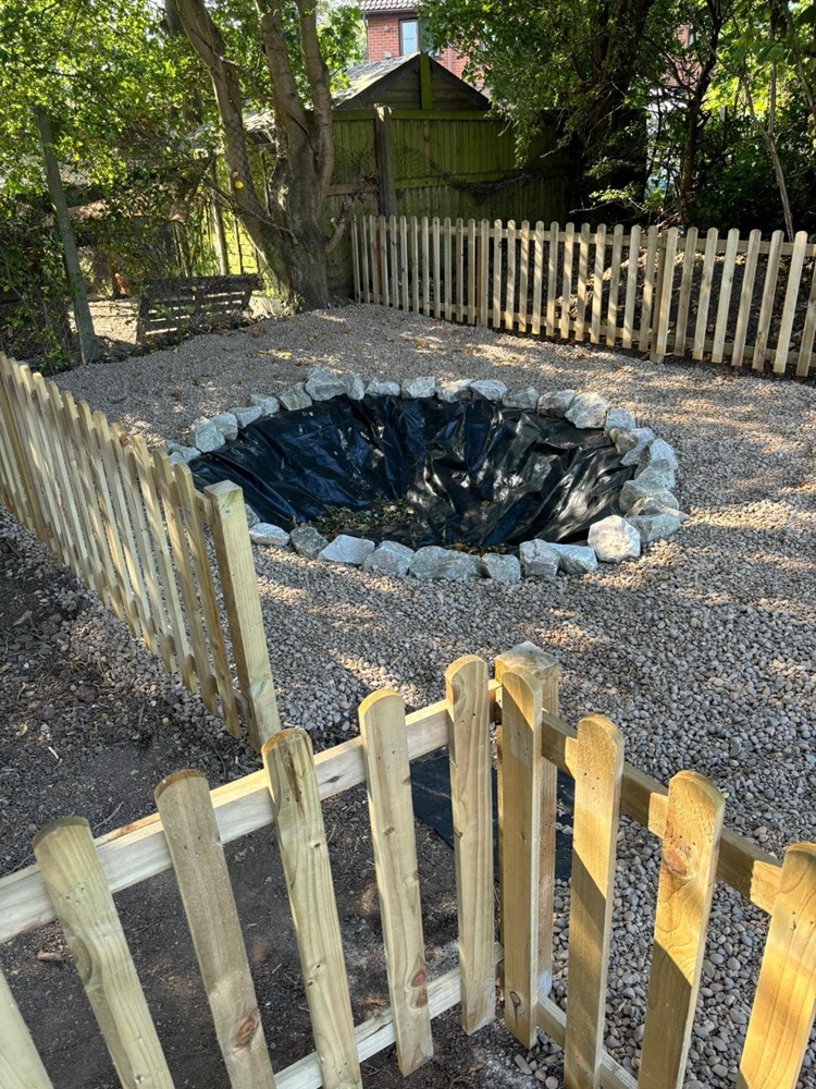 the pond area takes shape