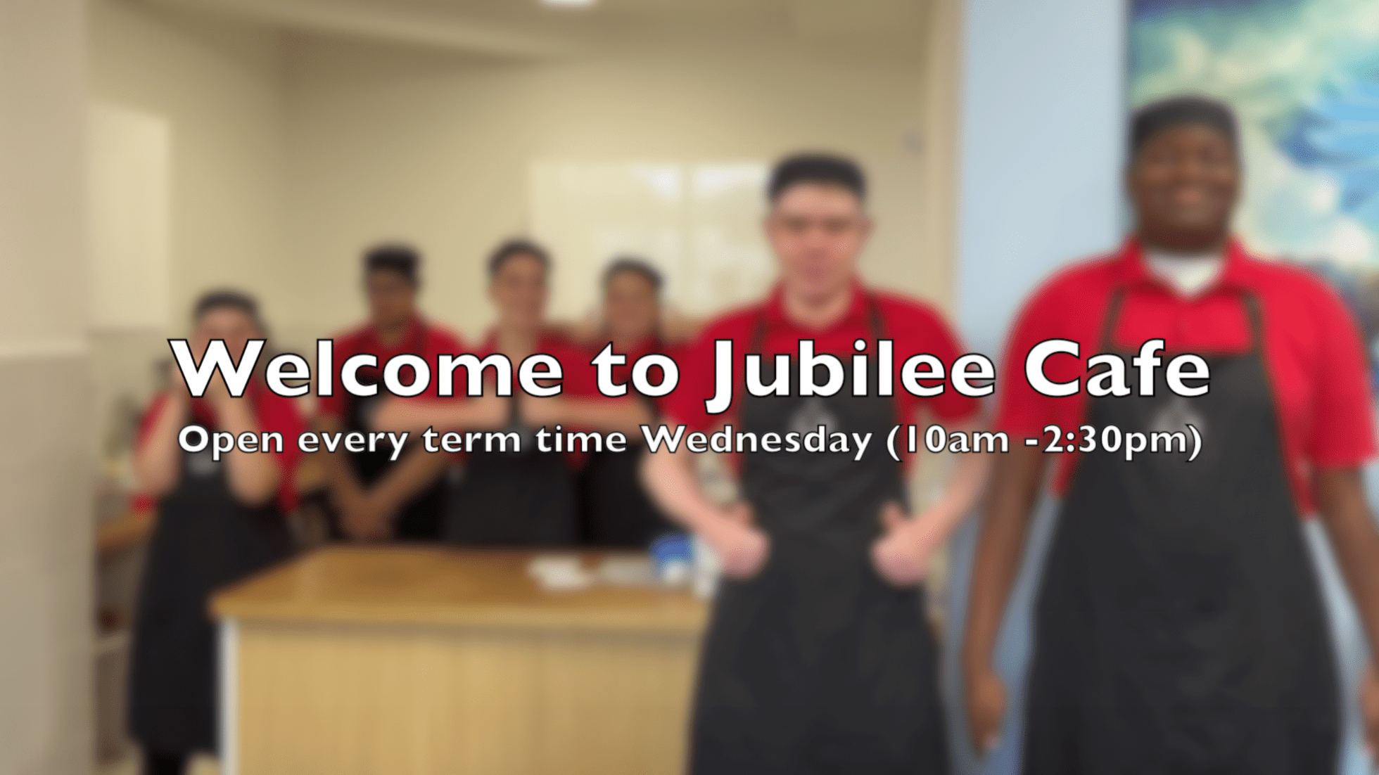 Holding image at the start of the Jubilee Cafe Work Experience video.