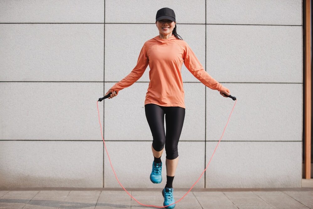 woman skipping